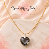 OBSIDIAN HEART CRYSTAL PENDANT NECKLACE ✨