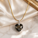 OBSIDIAN HEART CRYSTAL PENDANT NECKLACE ✨