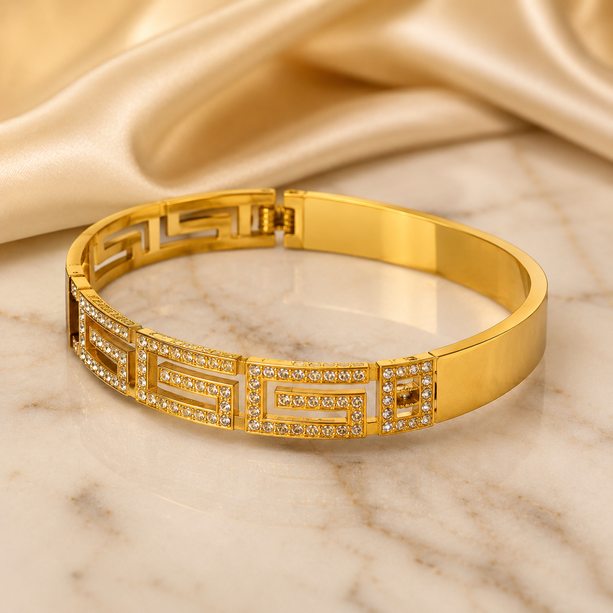 GREEK KEY CRYSTAL BANGLE ✨