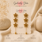 Triple Bloom Gold Drop Earrings