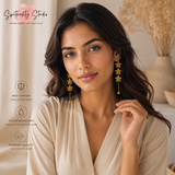 Triple Bloom Gold Drop Earrings