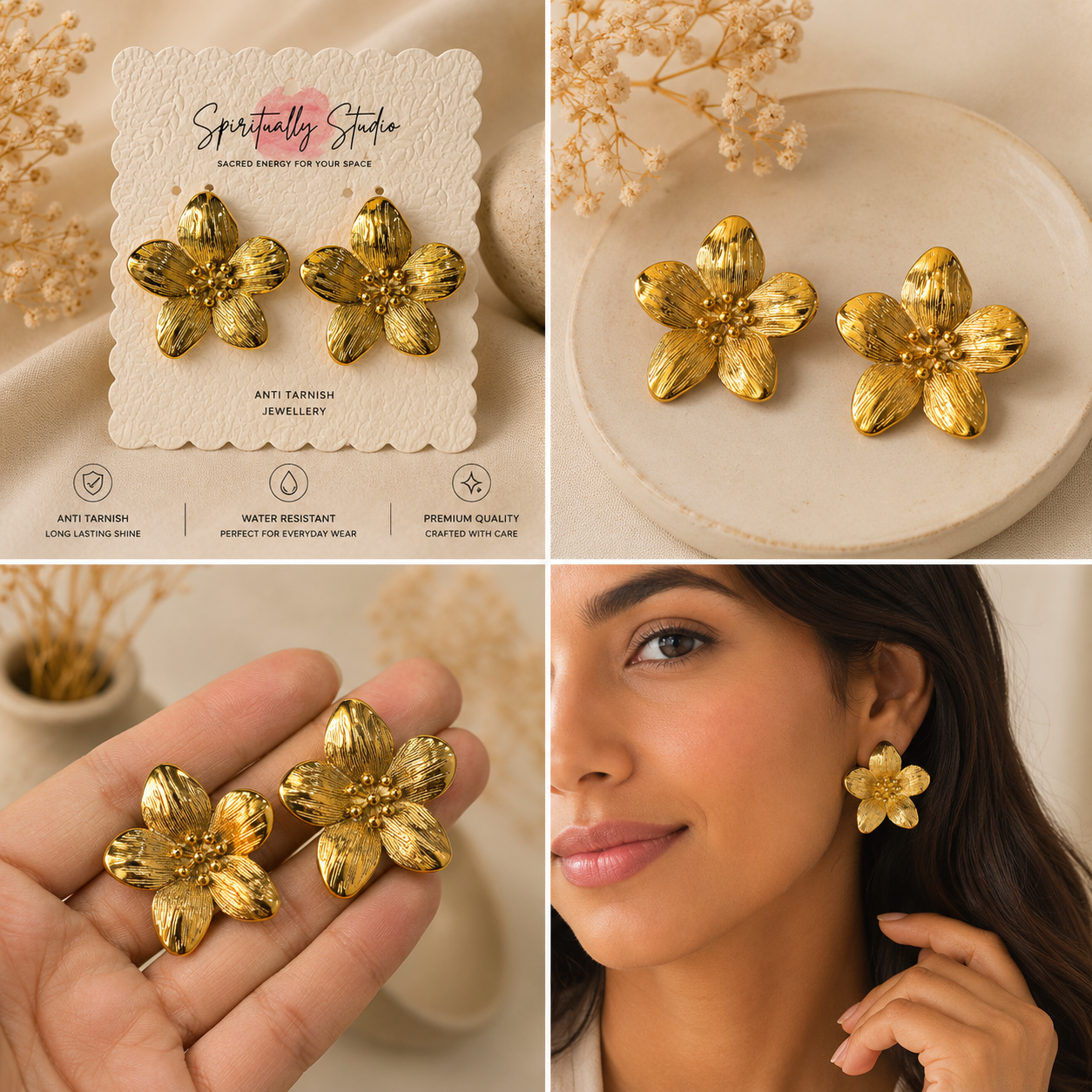 Golden Bloom Statement Earrings ✨
