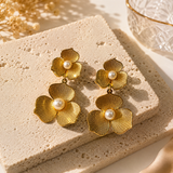Golden Bloom Pearl Earrings ✨