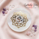 Sacred Om Selenite Crystal Plate